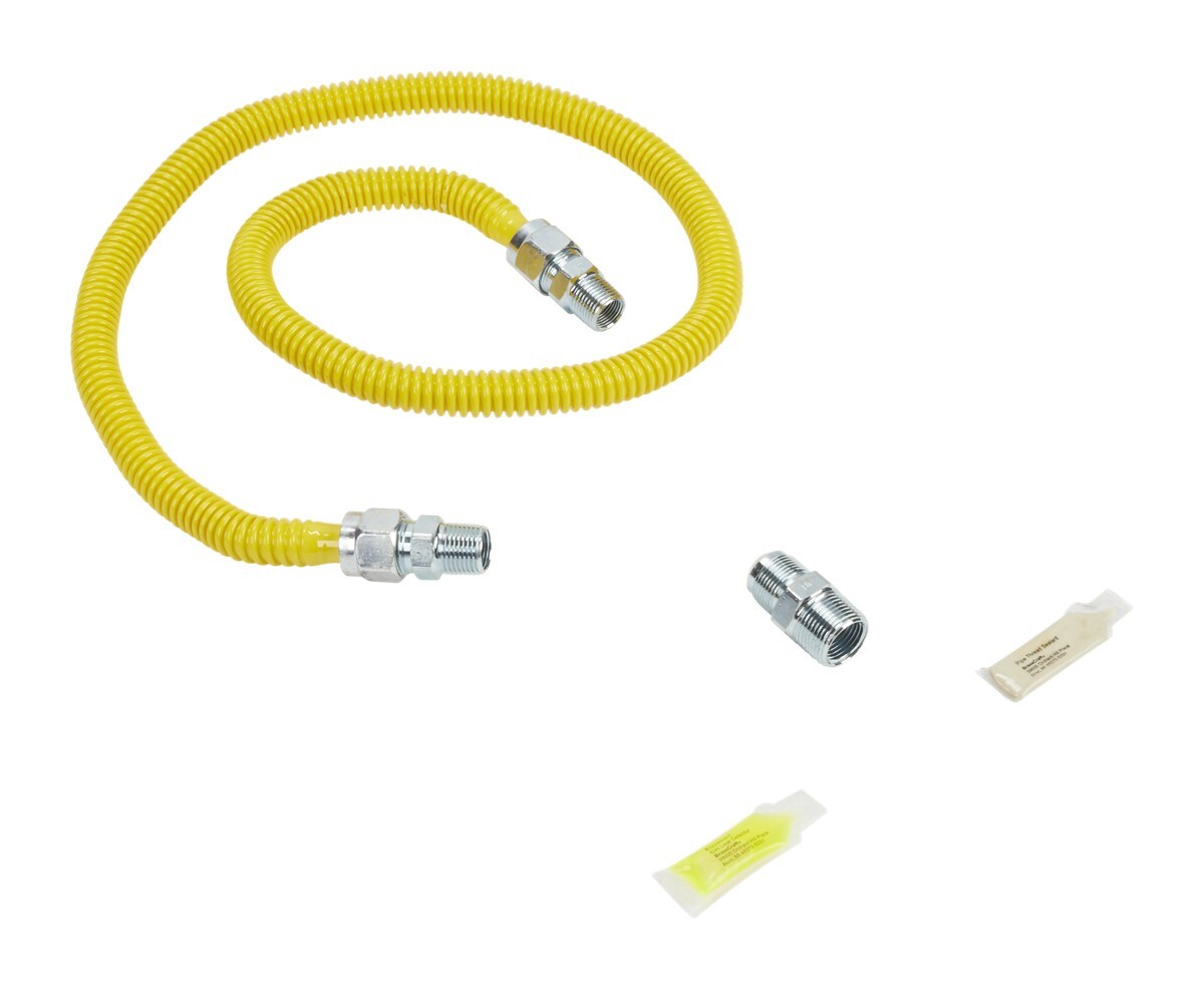 4' Gas Range Connector Kit with two 1/2" & one 3/4" male/female connectors, and sealant