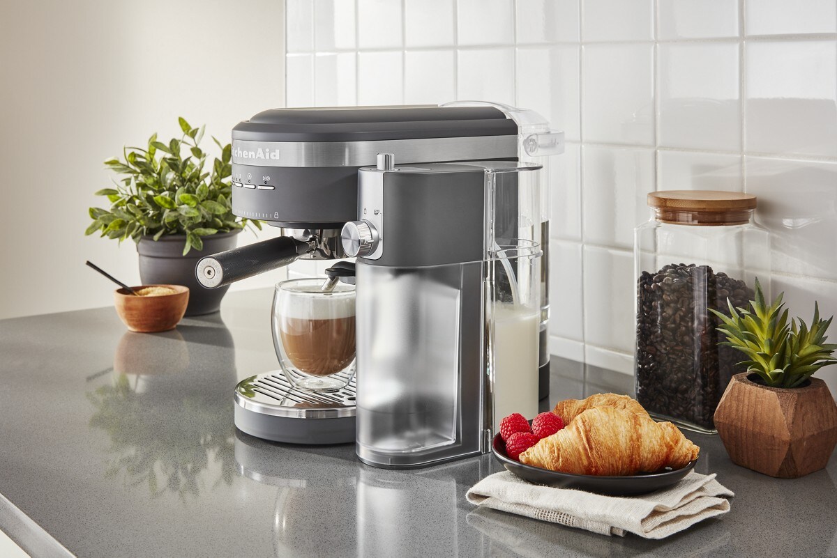 Semi-Automatic Espresso Machine with Free Automatic Milk Frother Attachment - Matte Charcoal Grey - Image 5